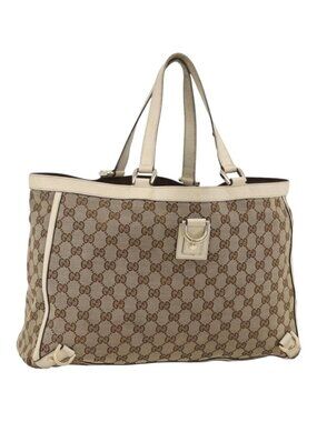 GUCCI GG Canvas Abbey Tote Bag Beige Gold 141472